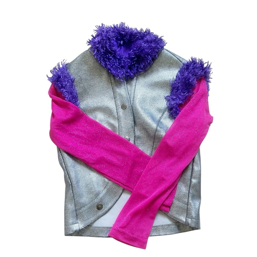 Disney Store Exclusive Hannah Montana Purple & Silver Jacket Sheer Pink Sleeves